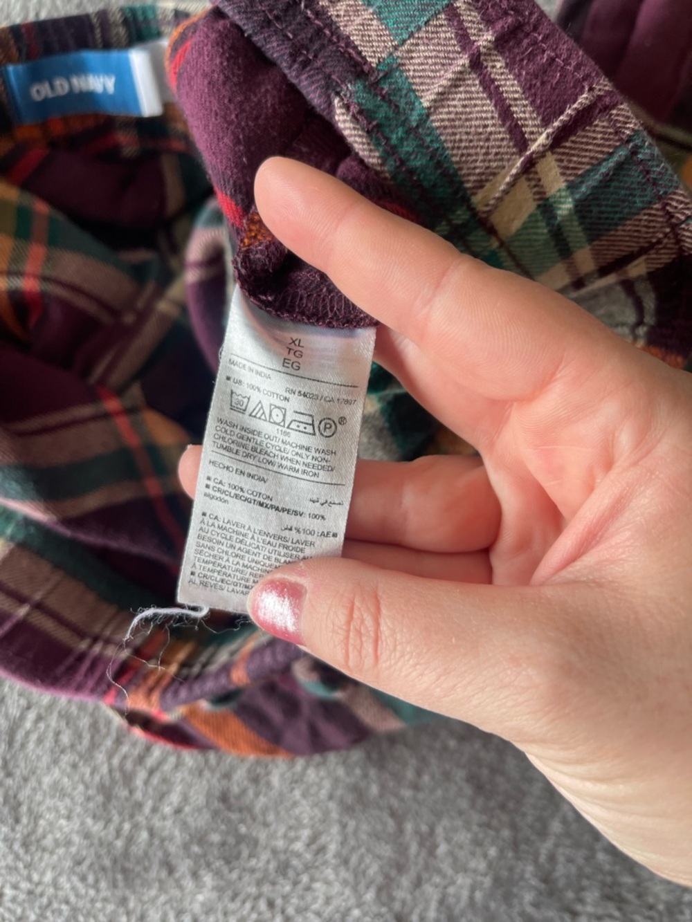 Old Navy Plum Pajama pants with Green and Orange Accents - Picture 3 of 3